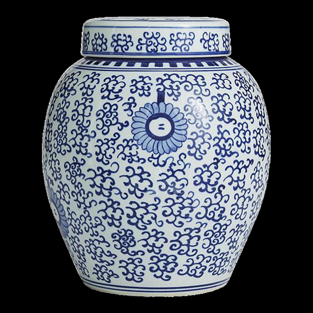 Chinoiserie Ballard Designs Blue and White Porcelain Ginger Jar NEW!!!